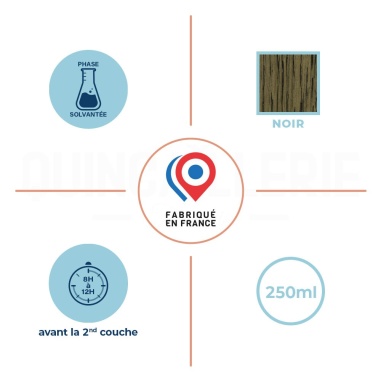 Phase solvantées, couleur Noir, 250 ml, 8 à 12 heures avant la seconde couche