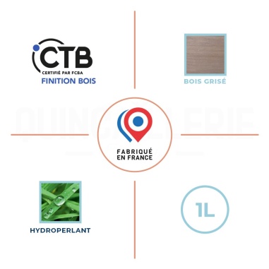 Certifié par FCBA, bois grisé, Hydroperlant, Fabriqué en France