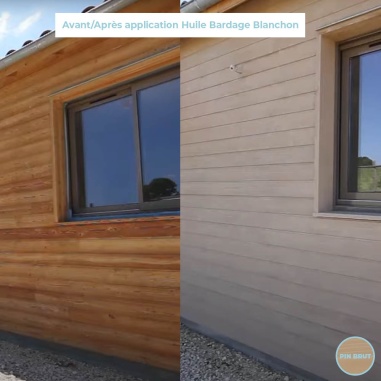 Avant/après application huile bardage opaque blanchon couleur pin brut