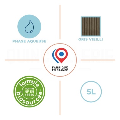 Phase aqueuse, formule biosourcée, teinte Gris vieilli, fabriqué en France