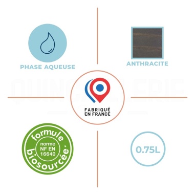 Phase aqueuse, formule biosourcée, teinte Anthracite, fabriqué en France