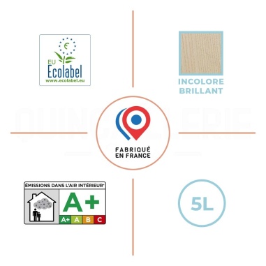 Ecolabel, émissions dans l'air intérieur A+, Incolore brillant