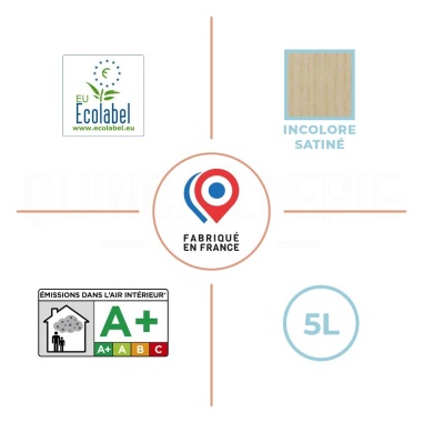 Eu Ecolabel, émissions dans l'air intérieur A+, incolore satiné