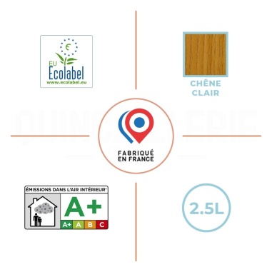 EU Ecolabel, émissions dans l'air intérieur A+, satiné chêne