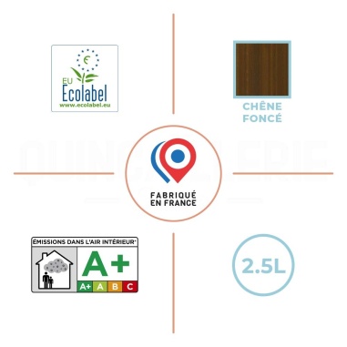 EU Ecolabel, émissions dans l'air intérieur A+, satiné chêne foncé