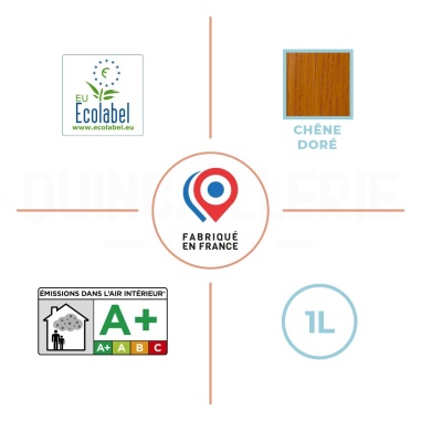 EU Ecolabel,  émissions dans l'air intérieur A+, satiné chêne doré