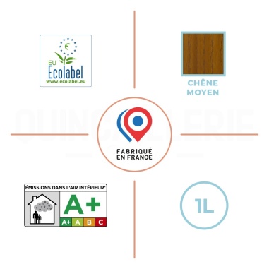 EU Ecolabel, émissions dans l'air intérieur A+, satiné chêne moyen