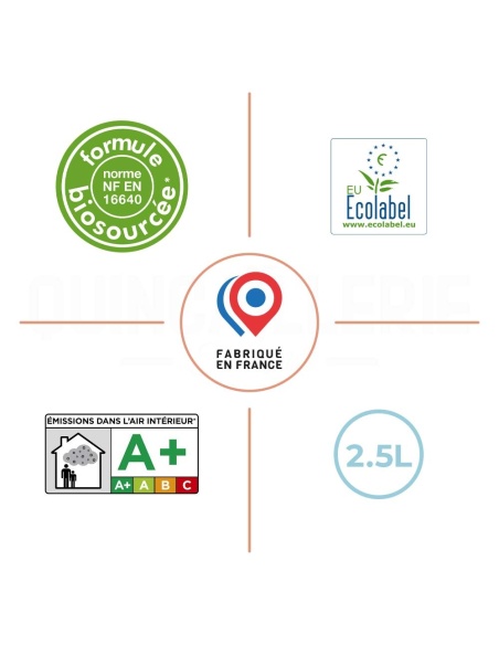 Formule biosourcée, EU Ecolabel, émissions dans l'air intérieur A+, fabriqué en France