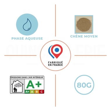 Phase aqueuse, Ă©missions dans l'air intĂ©rieur A+, couleur chĂȘne moyen