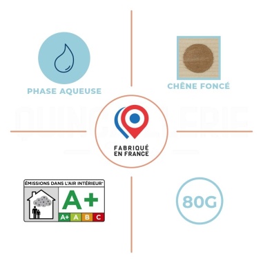 Phase aqueuse, Ă©missions dans l'air intĂ©rieur A+, couleur chĂȘne foncĂ©