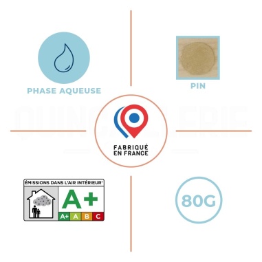 Phase aqueuse, émissions dans l'air intérieur A+, couleur pin