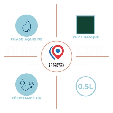 Caractéristiques de la Peinture pour différents supports - Ral 6005 vert basque satiné 0,5L Blanchon