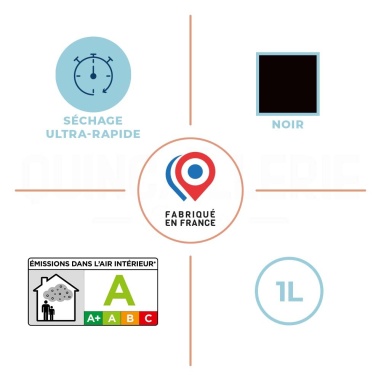 Caractéristiques de Blanchon peinture de rénovation - Cuisine et salle de bains 1L couleur noir