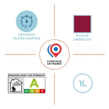 Caractéristiques de Blanchon peinture de restauration cuisine & bains / Rouge andalou 1L