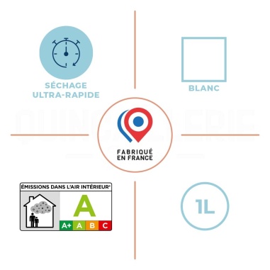 Caractéristiques de la Peinture de rénovation blanc 1L Blanchon - Pour cuisine et salle de bains