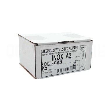 Boîte fermée - Vis bois aggloméré - Inox A2 4X35 - Boîte 200