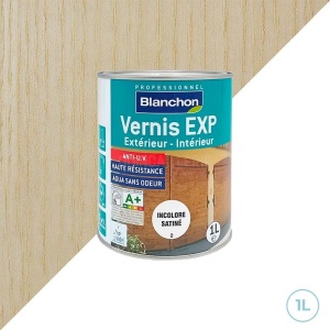 Vernis incolore satiné pour bois extérieur ou intérieur EXP Blanchon 1L
