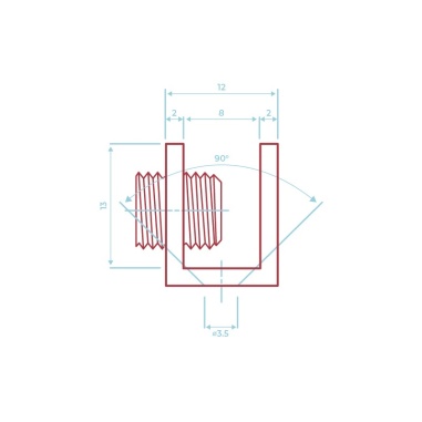 Schéma Support d'étagère carré 12x15x15mm