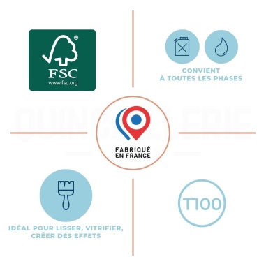 Pictos : Label FSC; Convient pour toutes les phases; idéal pour lisser et vitrifier