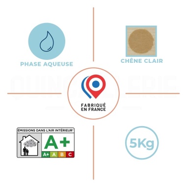 Pictos des caractéristiques du Mastic bois poudre - Mastic poudre chêne clair 5kg Blanchon