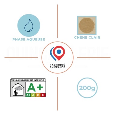 Pictos des caractéristiques du Mastic bois poudre - Blanchon mastic poudre chêne clair 200g