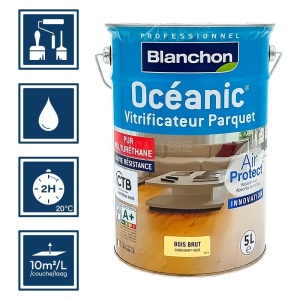 Vitrificateur rénovation parquets, planchers, escaliers - Blanchon Océanic Air Protect bois brut 5L 2