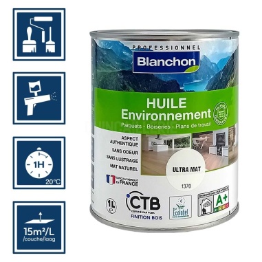 Pictos : application; temps de séchage; application pistolet; 15m²/l/couche