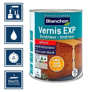 Pictos : application; temps de séchage 3h; nettoyage ustensiles à l'eau; rendement 12m²/l/couches