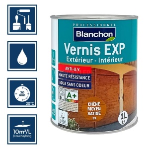 Vernis Blanchon EXP satiné chêne moyen 1L - Bois extérieur et intérieur 2