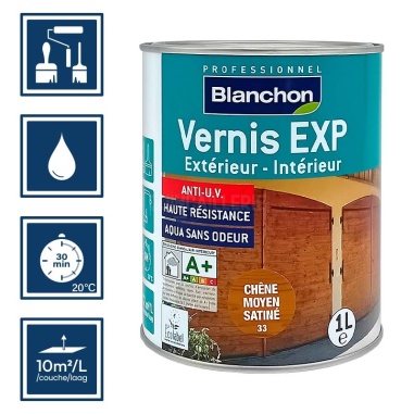 Pictos : application; temps de séchage 3h; nettoyage ustensiles à l'eau; rendement 12m²/l/couches