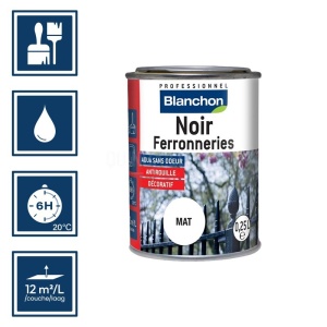 Peinture noir ferronneries 0,25L Blanchon 2