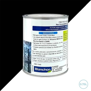 Peinture noir mat antirouille pour métaux 0,75L - Blanchon