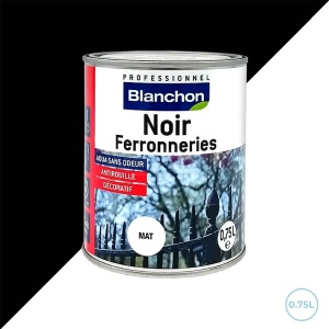 Peinture noir mat antirouille pour métaux 0,75L - Blanchon