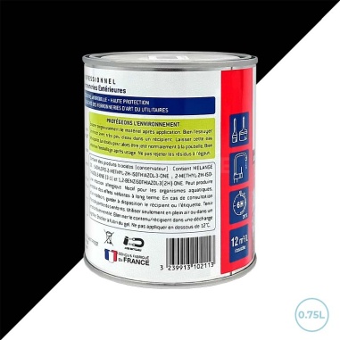 Peinture noir mat antirouille pour métaux 0,75L - Blanchon
