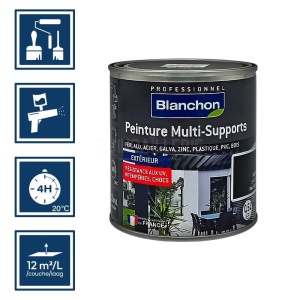 Blanchon peinture multiples supports 0,5L - Ral 9005 noir satiné - Pour extérieur 2