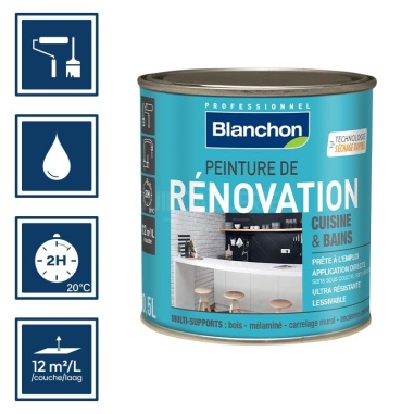 Pictos : application au rouleau; recouvrable 2h; nettoyage ustensiles à l'eau; rendement 12m²/l/couche