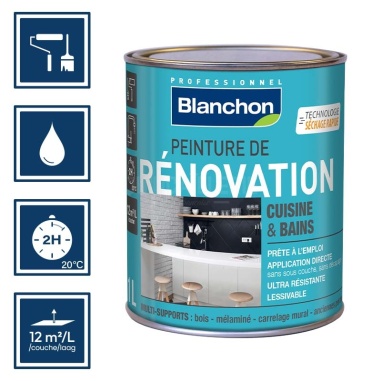 Pictos : application au rouleau; recouvrable 2h; nettoyage ustensiles à l'eau; rendement 12m²/l/couche