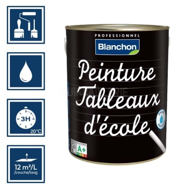 Pictos : application pinceaux rouleaux; recouvrable 3h; nettoyage ustensiles à l'eau; rendement 12m²/l/couche