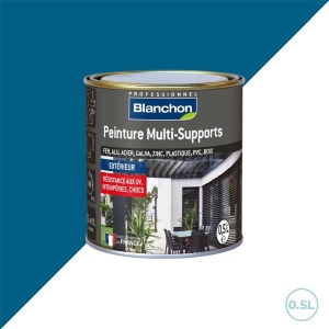 Blanchon peinture multi-surfaces pour extérieur (volets, portail, fenêtres) - Ral 5019 bleu capri satiné 0,5L