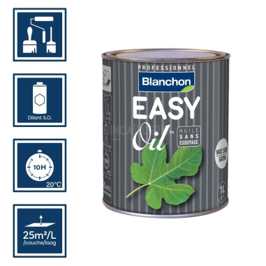 Pictos : application ; Temps de séchage 10h; nettoyage ustensiles au diluant S.O.; rendement 25m²/l/couche