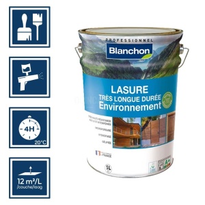 Lasure pour bois extérieurs et intérieurs chêne clair - Longue tenue - Environnement bio Blanchon 5L 2