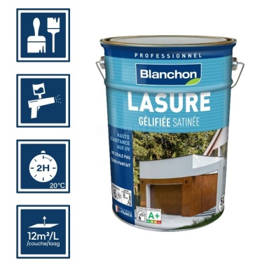 Pictos : application; séchage complet 2h; utilisation pistolet; rendement 12m²/l/couches