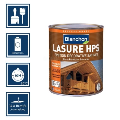 Pictos : application; séchage complet 10h; nettoyage ustensiles au diluant S.O.; rendement 14 à 18m²/l/couches