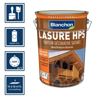 Pictos : application; séchage complet 10h; nettoyage ustensiles au diluant S.O.; rendement 14 à 18m²/l/couches