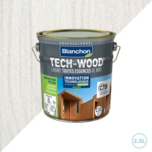 Blanchon lasure tech-wood / Blanc 2,5L / Tous types bois extérieurs