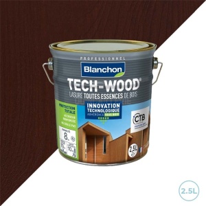 Lasure tech-wood - Blanchon brun acajou 2,5L - Boiseries extérieures