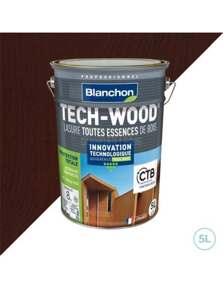 Blanchon lasure tech-wood - bois extérieur - Brun acajou 5L