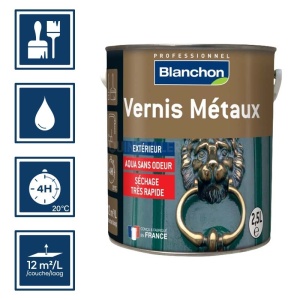 Blanchon vernis incolore mat 2,5L - Pour tous types de métaux 2