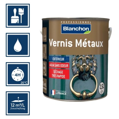 Pictos : application; temps de séchage 4h; nettoyage ustensiles à l'eau; rendement 12m²/l/couches