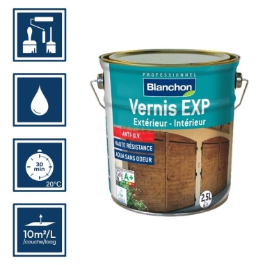 Pictos : application; temps de séchage 3h; nettoyage ustensiles à l'eau; rendement 12m²/l/couches